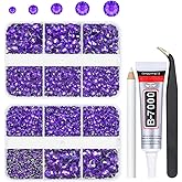 qiipii Dark Purple Resin Crystal Rhinestones for Bedazzling Crafting Deep Purple Flatback Gems Stones 2mm 3mm 4mm 5mm 6mm No-