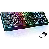 KLIM Chroma Quiet Keyboard, Wired Gaming, US QWERTY, Chromatic RGB Lighting | High Performance Keys, Compatible with PC, Consoles and Laptop- Black