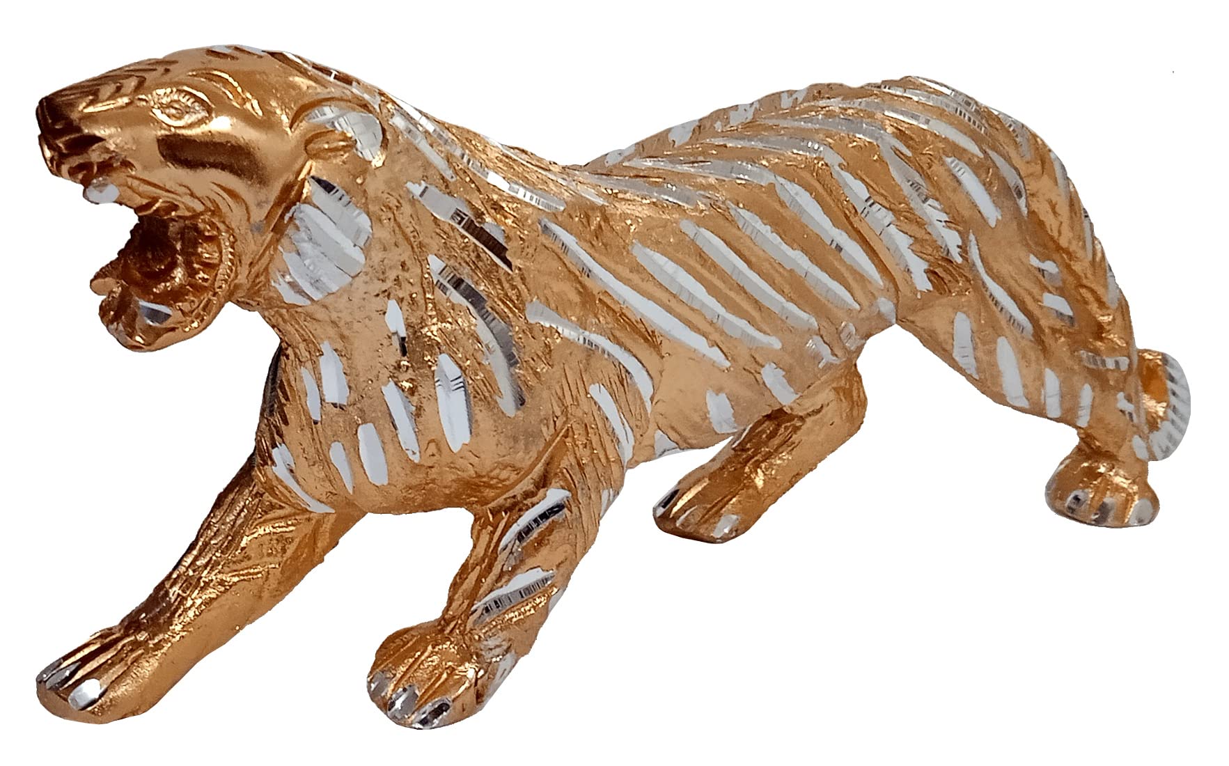 Purpledip Metal Figurine Prowling Tiger: Decorative Wildlife Showpiece (12569)