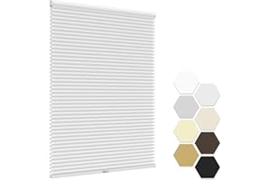 LazBlinds No Tools No Drill Cordless Cellular Shades, Light Filtering Honeycomb Shades Pleated Blinds for Window Size 23" W x 48" H, White