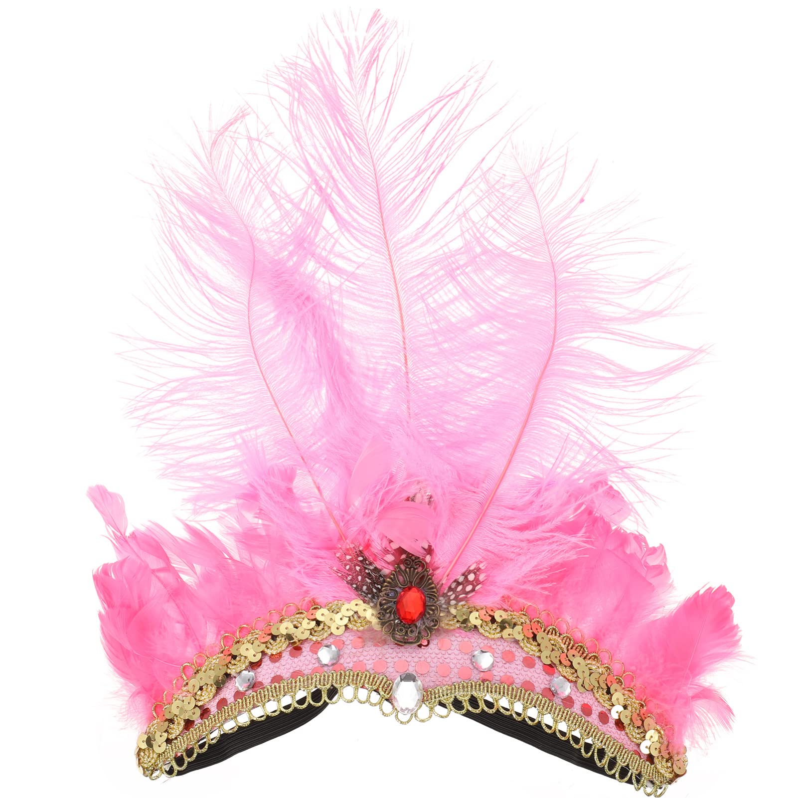 Sequin Feather Headband Elastic 1920s Headband 1920s Flapper Headpiece Vintage Flapper Accessories for Women for Costume Prom Wedding Party(Pink)
