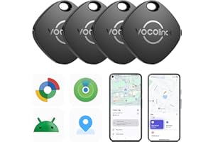 VOCOlinc Tracker Tags for Android & iOS, New Dual System Bluetooth Tracker Work with Google Find Hub or Apple Find My APP, Ke