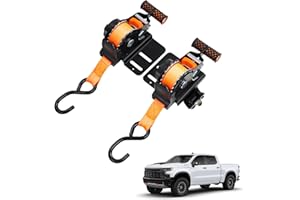 ELECFRESH 2PCS Retractable Truck Bed Tie Downs for Chevy Silverado & Sierra 1.5 Ton Capacity, Fits 2019-2025 2026 Chevy Silverado & Sierra Accessories, Heavy Duty Ratchet Straps with Quick Release
