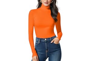 YumiDay Women Turtleneck Long Sleeve Ribbed Fitted Thermal Base Layer Top