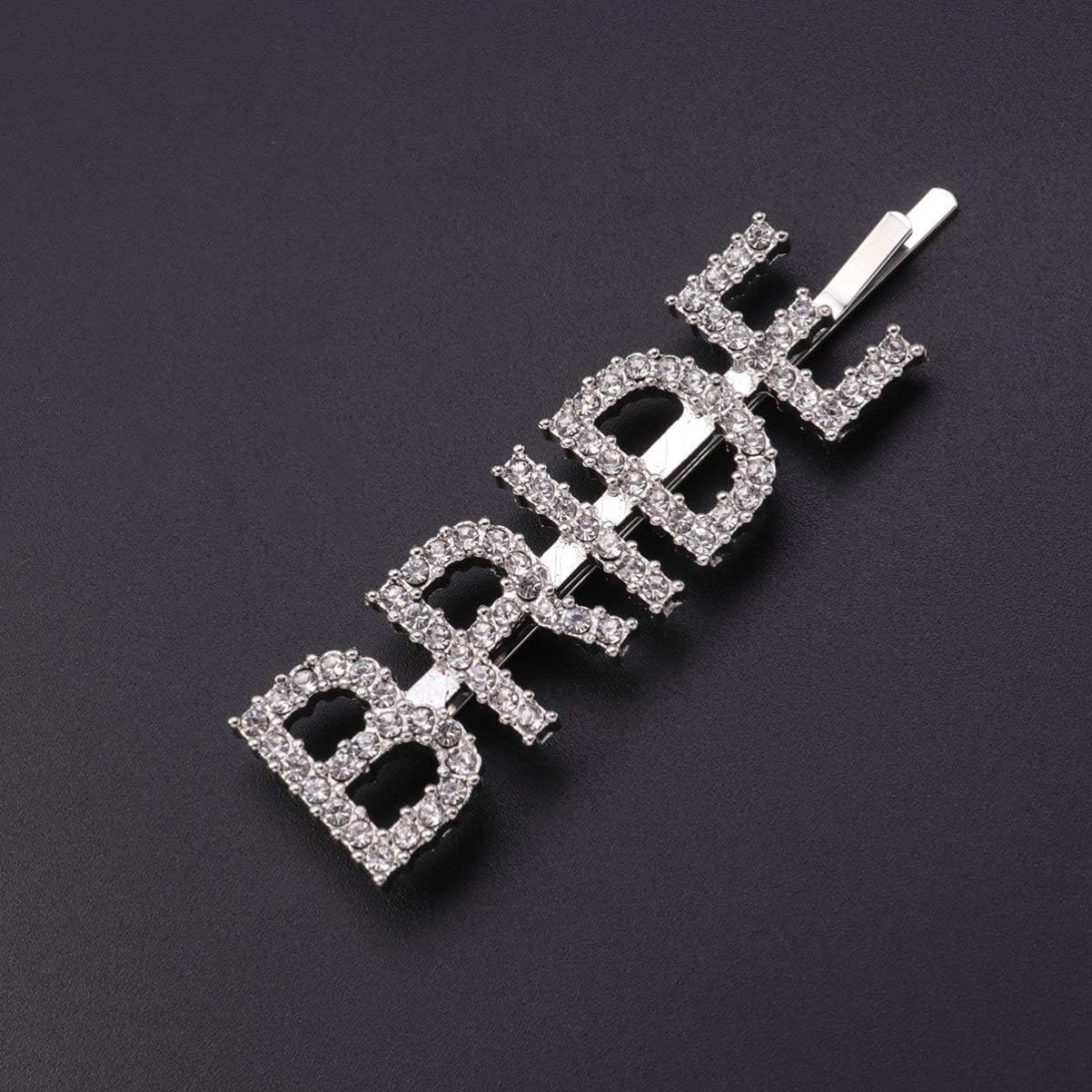 Lurrose 2pcs Letter Shape Hair Clips Rhinestone Hair Pin Bright Elegant Bobby Pin for Girls Women Wedding Guest - Image 4