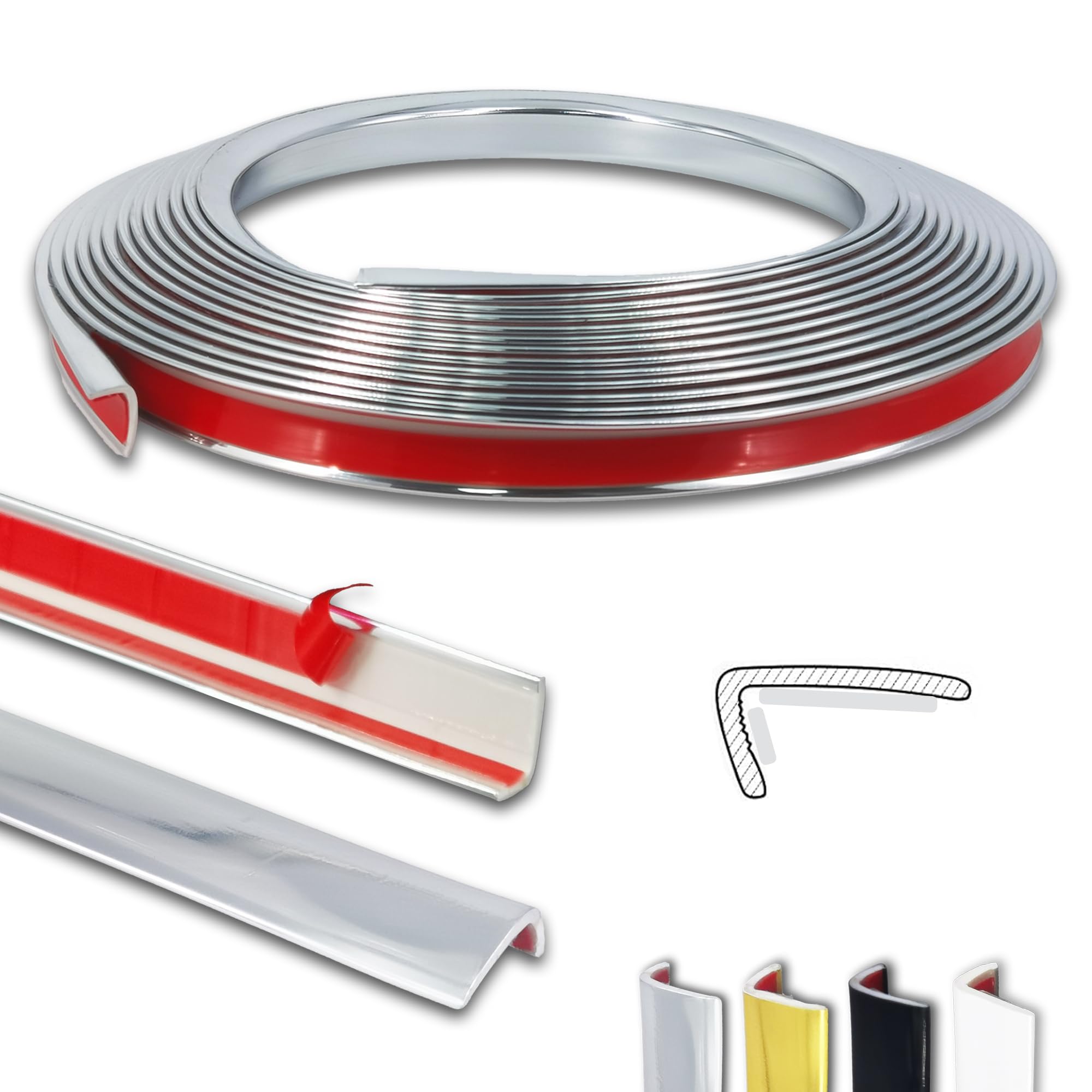 Photo 1 of KTINITK 20ft Outside Vinyl Corner Trim Peel and Stick for Tile and Wall Edges, Decorative Kitchen Backsplash Trim Edge, Tile Edge trim, corner trim (Silver), HBT-PR01