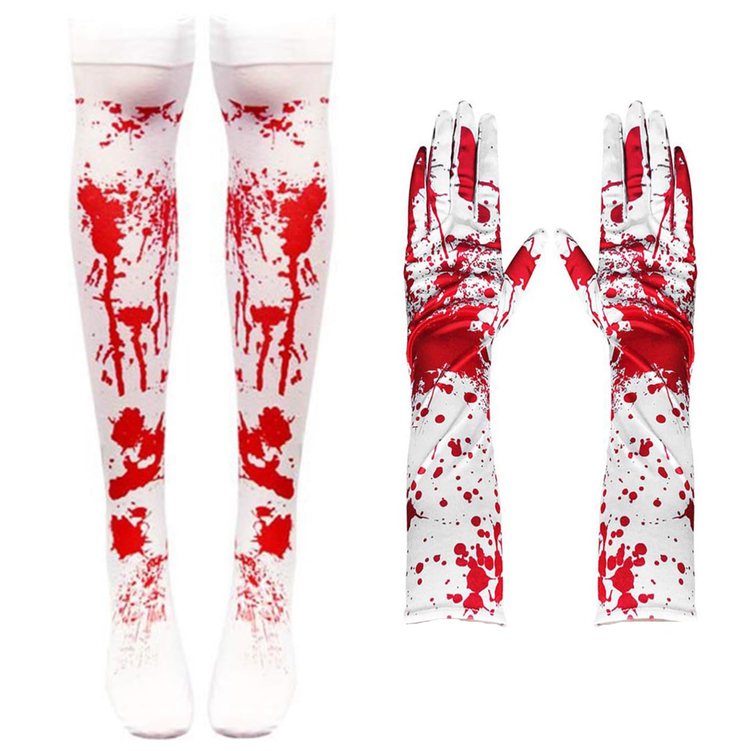 XNHIU 2Pcs Halloween Accessories Gloves Socks Blood Printing Socks Gloves Bloody Scared Party Supplies for Women Halloween Cosplay Party Decorations