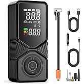 Tire Inflator Portable Air Compressor - 150PSI Cordless Air Pump for Car Tires with Digital Pressure Gauge, Auto Shut Off & LED Emergency Light, 12V DC Power for Car, Bikes, Motorcycles, Balls
