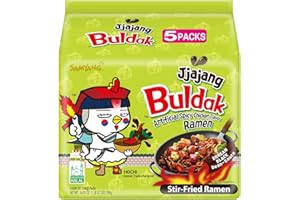 Samyang Buldak Jjajang Korean Spicy Hot Chicken Stir-Fried Noodles 4.94oz (Pack of 5)