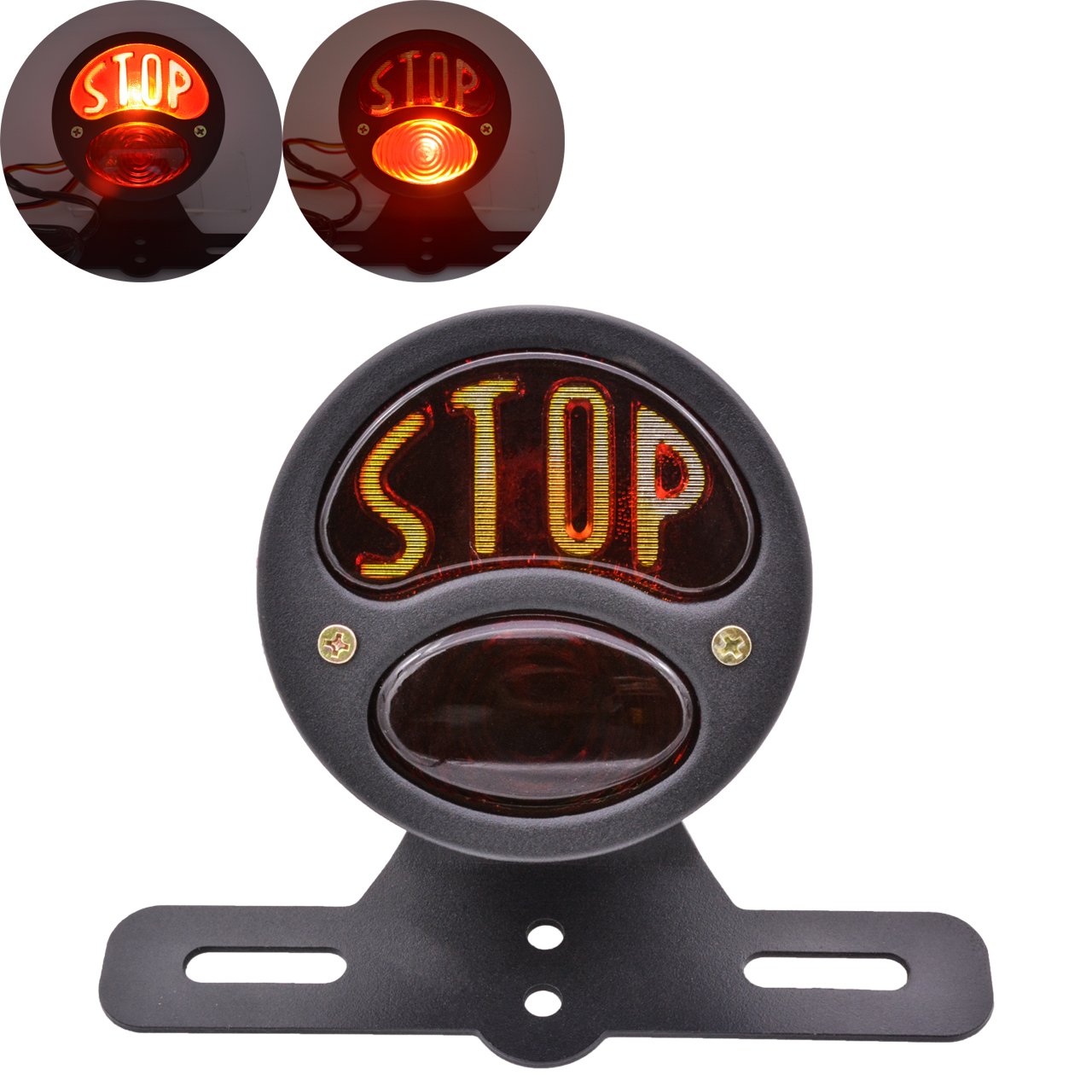 KATUR Motorcycle Light Stop Tail Light 12V Iron Rear Lamp Brake Taillgiht For Harley Chopper Bobber Softail Custom Motocicleta Black