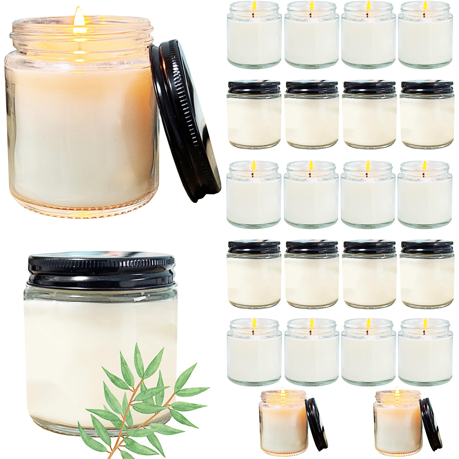 Photo 1 of Veiuwa 24 Pcs 4 Oz Mini Soy Candles,Eucalyptus Scented,Aromatherapy Candle,Bulk Candle Set?Great Stress Relieving Scented Candles for Girls as a Gift for Birthdays, Weddings and More!