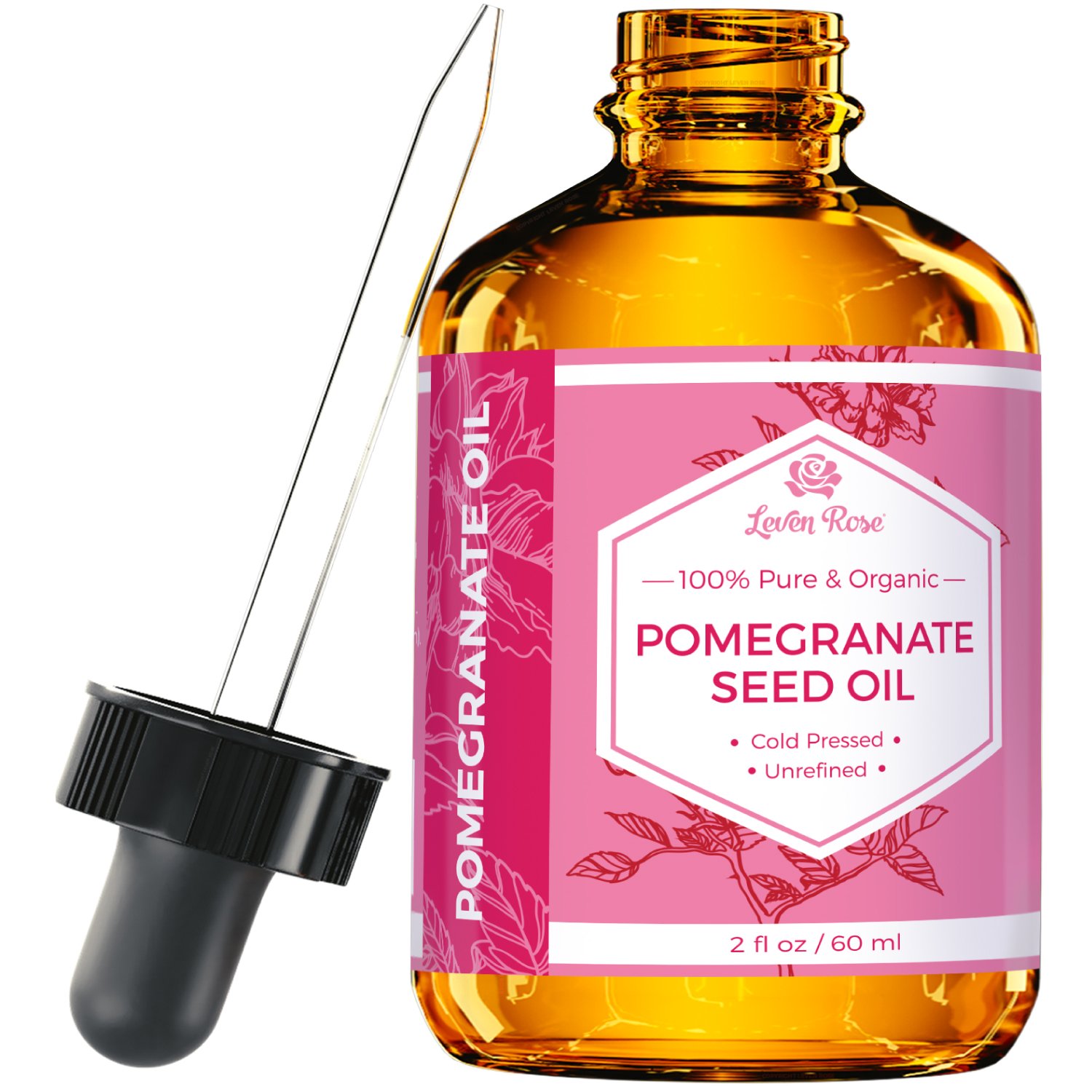 Pomegranate Seed Oil by Leven Rose, 100% Pure Unrefined Cold Pressed Antioxidant Moisturizer for Hair Skin and Nails 2 oz: Beauty