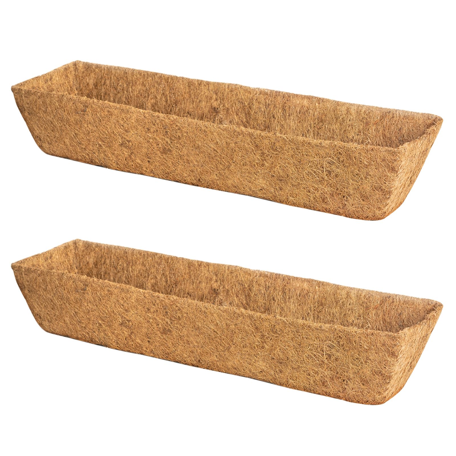 Karlliu 2 Pack 30 Inch Trough Coconut Liners for Window Box Planter Natural Coco Fiber Replacement Liner for Outdoor Plants Flowers Outside Coir Planters Porch Balcony Garden Decor Image