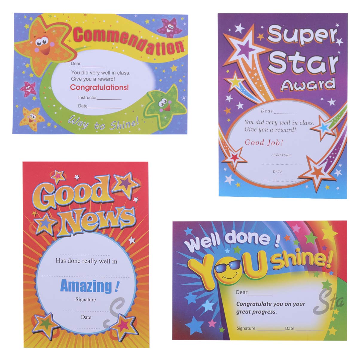 TOYANDONA 100Pcs Kid Award Certificate A5 Colorful Classics Commendation Well Done Good News Certificate School Supplies for Kindergarden Pre-School
