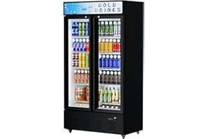 ECEVT 30 Cu.ft. Commercial Beverage Refrigerators Glass Door Refrigerator Upright Display Cooler with Soft LED Light and Adjustable Shelves for Restaurant Grocery Stores Home