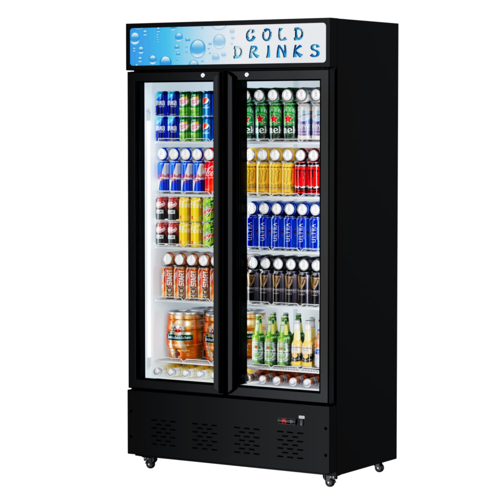 Photo 1 of ECEVT 41.3''W Commercial Beverage Refrigerators, 30 Cu.ft. Glass Door Refrigerator Upright Display Cooler with Soft LED Light and Adjustable Shelves for Restaurant Grocery Stores Home