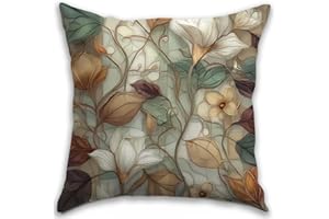 RBAFAO Vintage Floral Throw Pillow Covers, Vintage Flower Pattern Double Sided Cushion Cover, Indoor and Outdoor Home Art Decor Pillowcase for Sofa or Bedroom Decor 18x18inches (Flower&Leaves, 18x18inches)