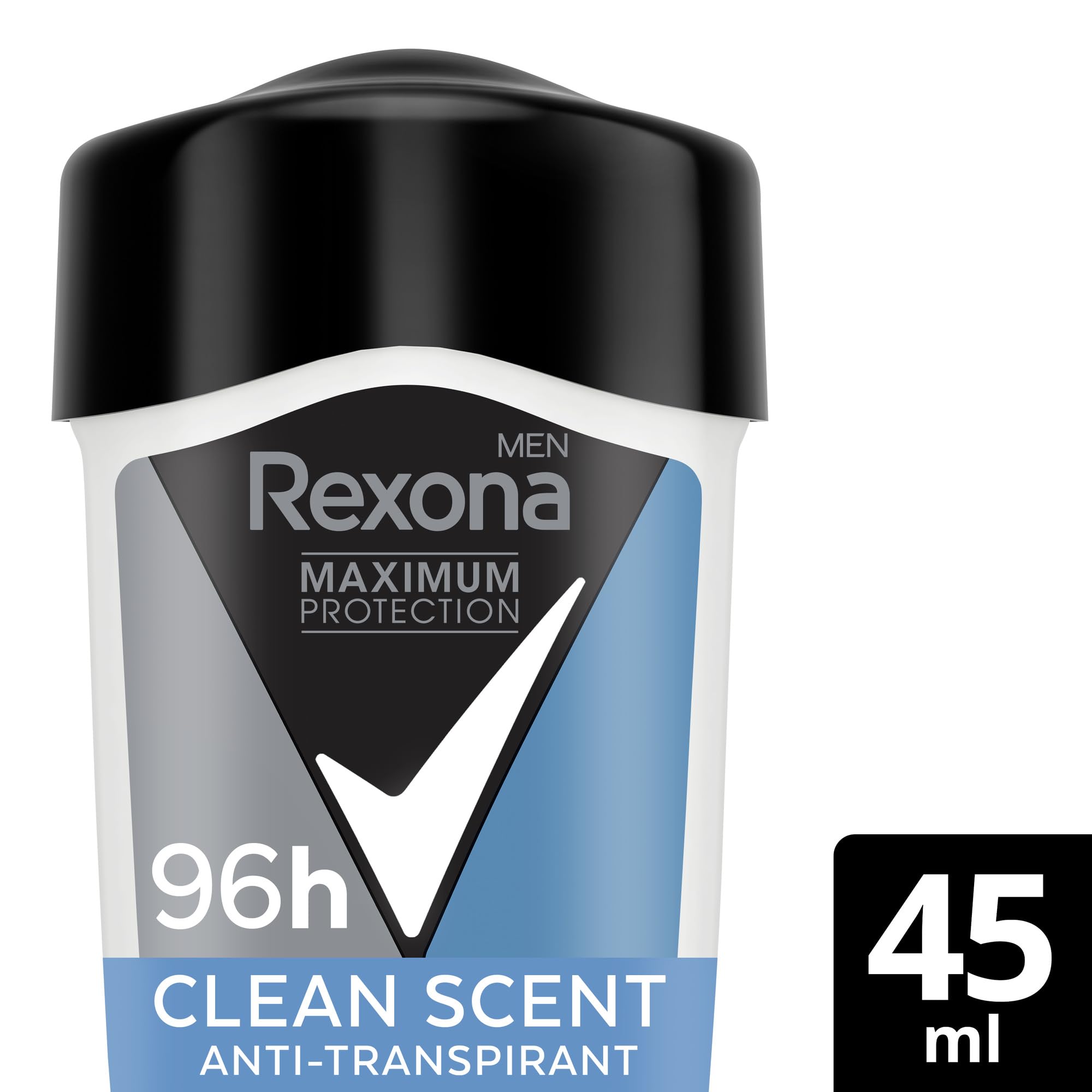 Rexona Men Maximum Protection Anti Transpirant Deo Creme Clean Scent Deodorant mit 96 Stunden Schutz gegen starkes Schwitzen und Geruch mit 3x Schutz bei Stress, Hitze & Bewegung 45 ml 3