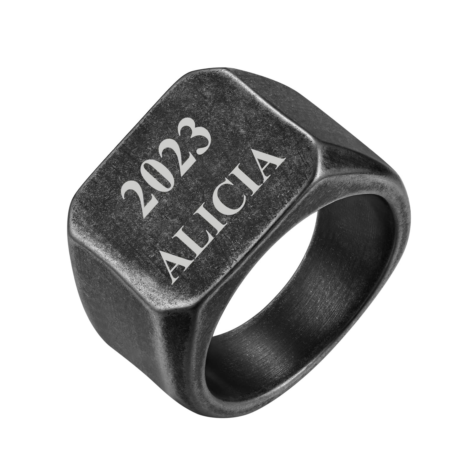 FindChic Customized Square Signet Rings Text