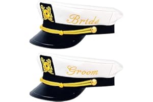 BROSASH Bride & Groom Captain's Hats - Nautical Bachelor Bachelorette Party Hat | Fun Bridal Shower Accessory Accessories Women Gifts