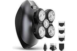 WEQOEE Electric Razor for Men, 5-in-1 Multi-Function Electric Shavers for Men, IPX7 Waterproof Bald Head Shaver with LED Display, Rechargeable Beard Trimmer Body Hair Trimmer, Ideal Gifts for Husband