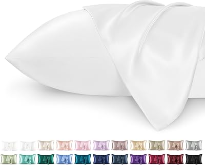 Bedsure Satin Pillowcase for Hair 2 Pack Queen Standard 50x75 cm White
