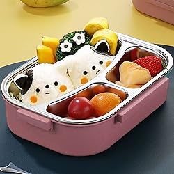 LIZEALUCKY Lunch Box, Bento Boxes, 3 Compartment