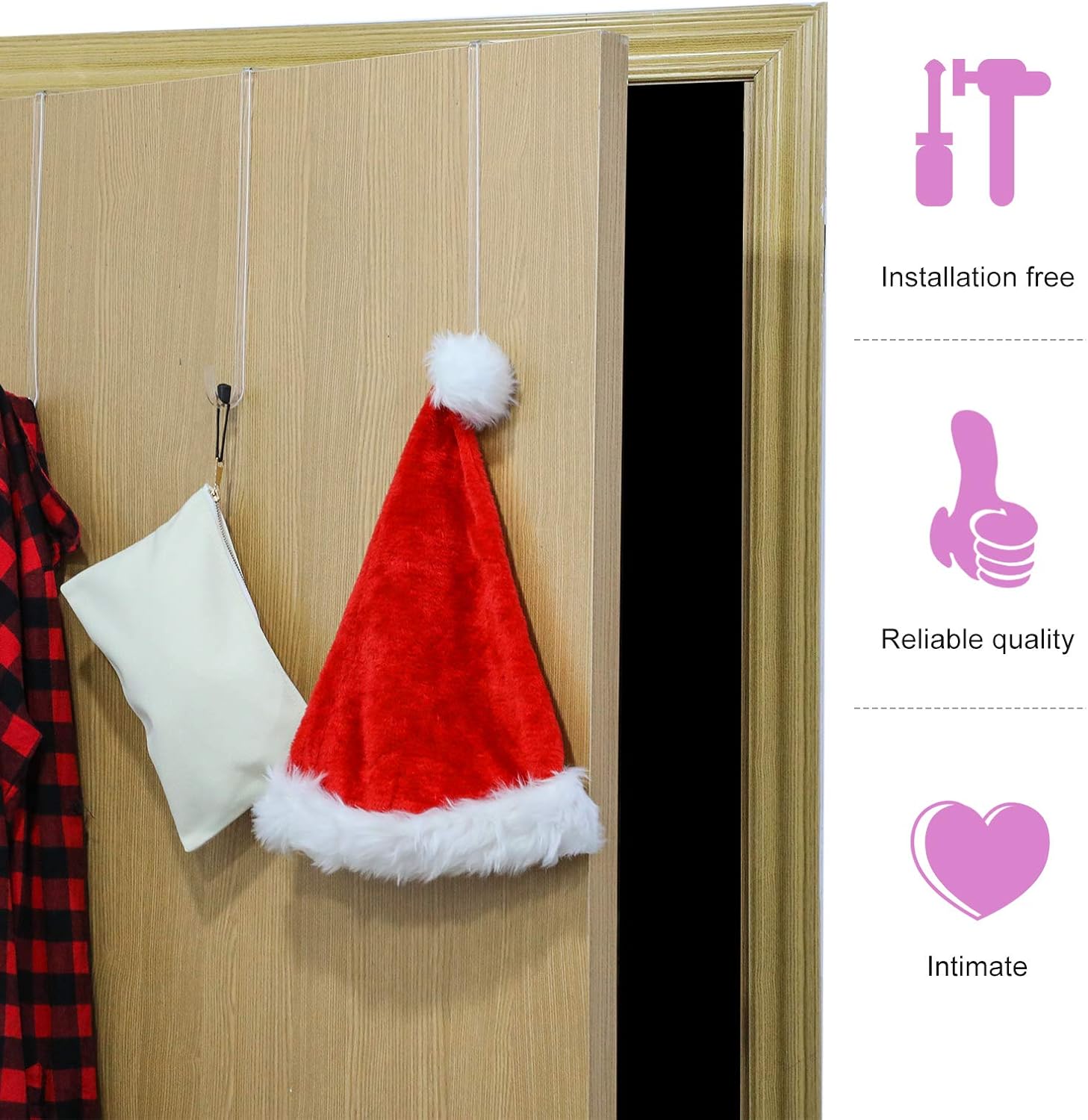 4 Pieces Acrylic Door Wreath Hanger for Front Door for Christmas Wreath Over The Door Hanger, Suitable for 0.14 to 0.16 Inch Door Gap, 12 Inches, Clear: Kitchen & Dining