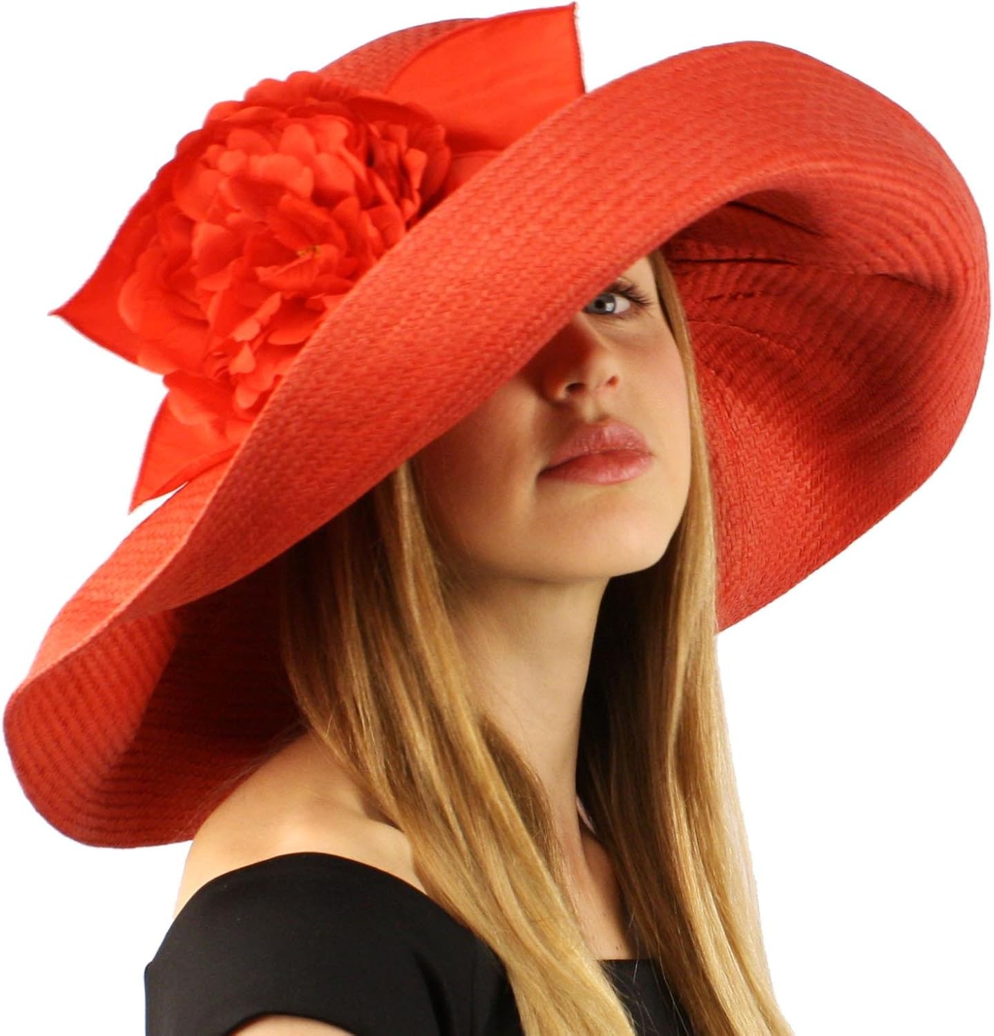 red floppy beach hat