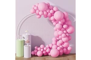 DECOCKRAT 130PCS Pink Balloons, Latex Balloons Different Sizes 18/12/10/5 Inch, Helium Balloons with Ribbon, Party Balloon Set for Birthday Wedding Graduation Anniversary Baby Shower Decorations.