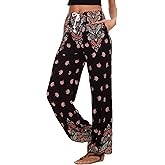 Urban CoCo Women's Floral Print Summer Boho Pants Harem Beach Vacation Pants