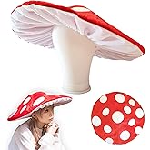 Dreamstall Mushroom Hat Costume Cosplay Accessory Hat Cap, Oversized with Wired Brim (Red)