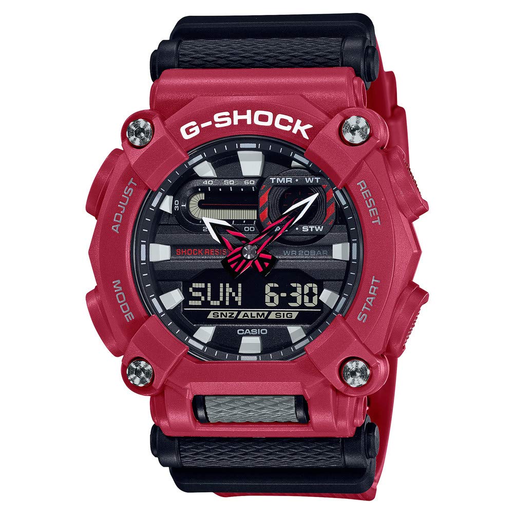 Casio Men's 50.00mm Quartz Watch with Black Analogue - Digital dial and Red Resin Strap GA-900-4AER