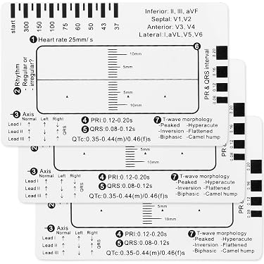 Ecg Ruler Card Blue Deluxe ECG EKG Electrocardiograph Caliper Compass