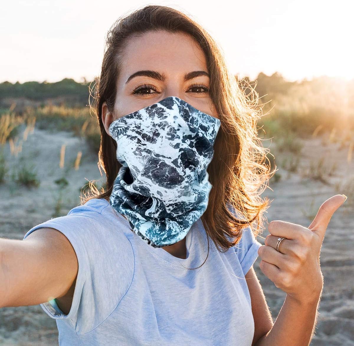 snailman Outdoor Multifunctional Bandana, UV Resistence Face Mask Balaclavas, Hiking Climbing Magic Scarf, Seamless Running Gym Headwear Hairband, Fishing Riding Motorcycling Headband(Wave) at  Men’s Clothing store