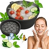 Face Bowl for Ice Silicone Facial Bowls with Built - in Tray Foldable Washbasin for Face Tub Plunge & Cold Plunge Quick Skin Cooling in Ice Baths -Bath Spa Tool for Home Camping Travel & Black