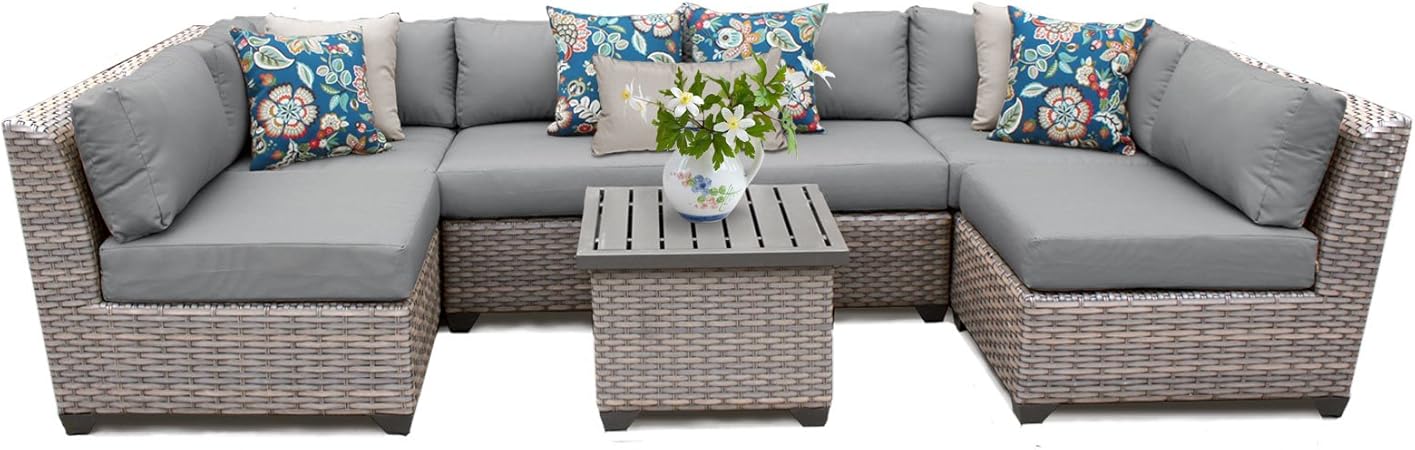 Amazon Com Tk Classics Florence 07c 7 Piece Outdoor Wicker Patio