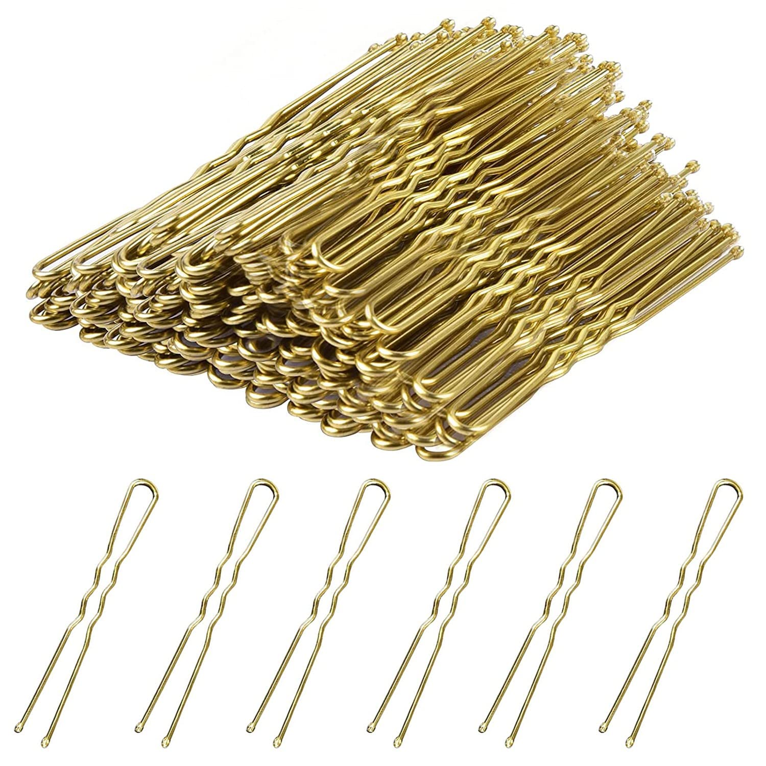 KINDOYO Metal Hair Pins Set - 5cm Bobby Pins for Buns Hair Bun U Shaped Pins Bun Clips Hair Styling Accessories for Wedding Salon Home Use, Gold, 200PCS