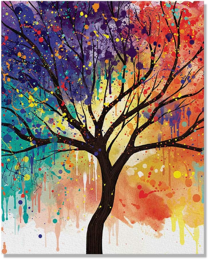 Wayfare Art Paint Splash Tree Canvas Prints Artwork Wall Art Poster for Home Office Living Room Decorations 8 x 10 inch
