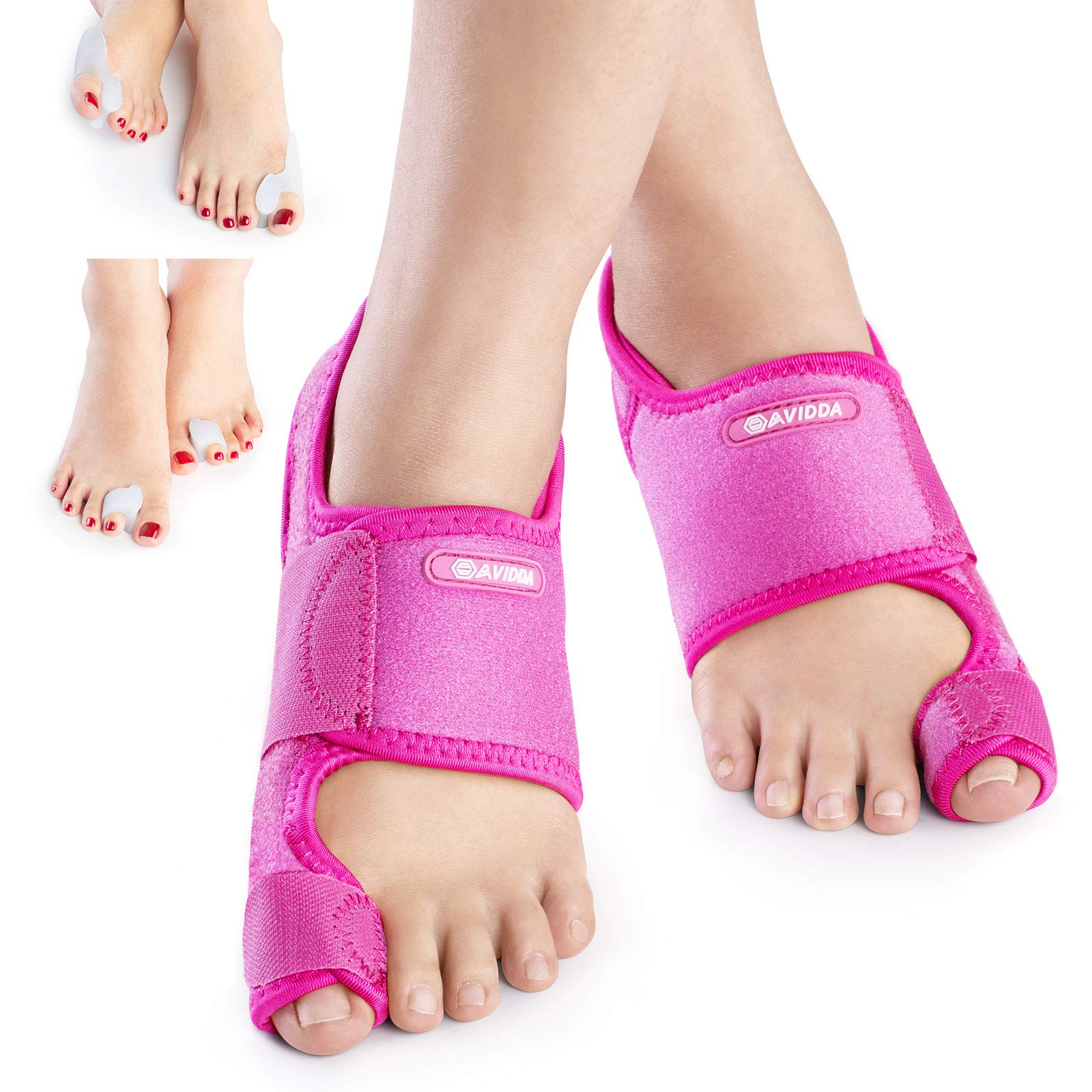 AVIDDA Bunion Corrector,Bunion Pain Relief Toe Separators Kit,Adjustable Size Hallux Valgus Correction Bunion Splint Corrector for Men and Women,Day Night Support