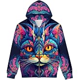 ENLACHIC Men's Novelty Cool 3D Galaxy Wolf Print Graphic Hoodies Zip up Hoodie Pullover Sweatshirts
