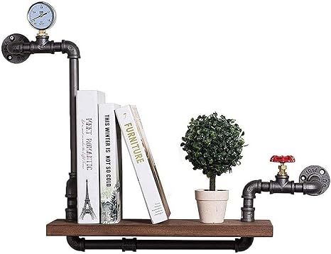 WRUJ Estante Rústico De Montaje En Pared, Estantes De Tubos De Hierro