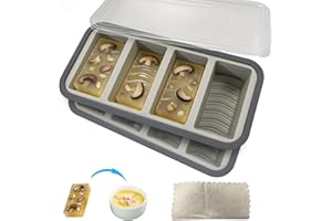 2-Pack Grey 4-Compartment Silicone Freezer Molds with Lids-Unique Multipurpose Food Storage Containers for Ice Cubes,Soup,Sna
