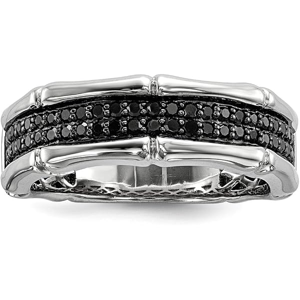 Dazzlingrock Collection 0.50 CT Black & White Diamond Men's Ring - Square Ribbed Shank In Sterling Silver