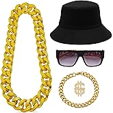Hip Hop Costume Kit 80s 90s Outfit for Men Women,80s 90s Rapper Accessories Rapper Party Outfits Accessories Halloween Party Decorations