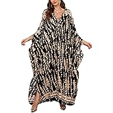 NFVNKJ Boho Kaftan Plus Size Dress for Women, Batwing Sleeve Beach Cover Up, Casual Loose-Fit Loungewear and Swimsuit Dress
