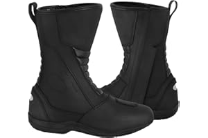 SAGA MOTO Men’s Motorcycle Boots – Waterproof Leather Biker Riding Shoes with CE Armour, Anti-Slip Sole & Breathable Lining