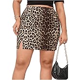 SOLY HUX Women's Plus Size High Waist Elastic Slit Sexy Stretch Fitted Bodycon Mini Skirts