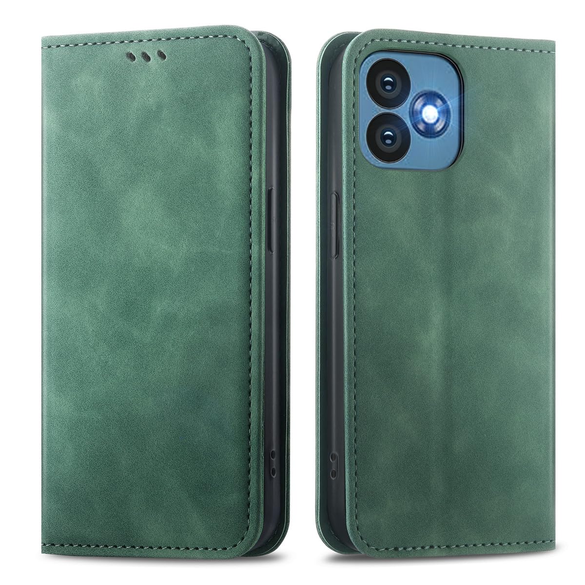 MOJIA Case Compatible with Oukitel C53, PU Folio Leather Wallet Phone Cover [magnetic closure] with TPU Inner Shell, Card Holder Stand Case. Green