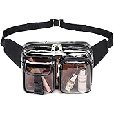 Fanny Pack Clear Stadium Bag Fashion See Through Waist Pack Transparent Belt Bag for Women Work, Travel, Semi-black